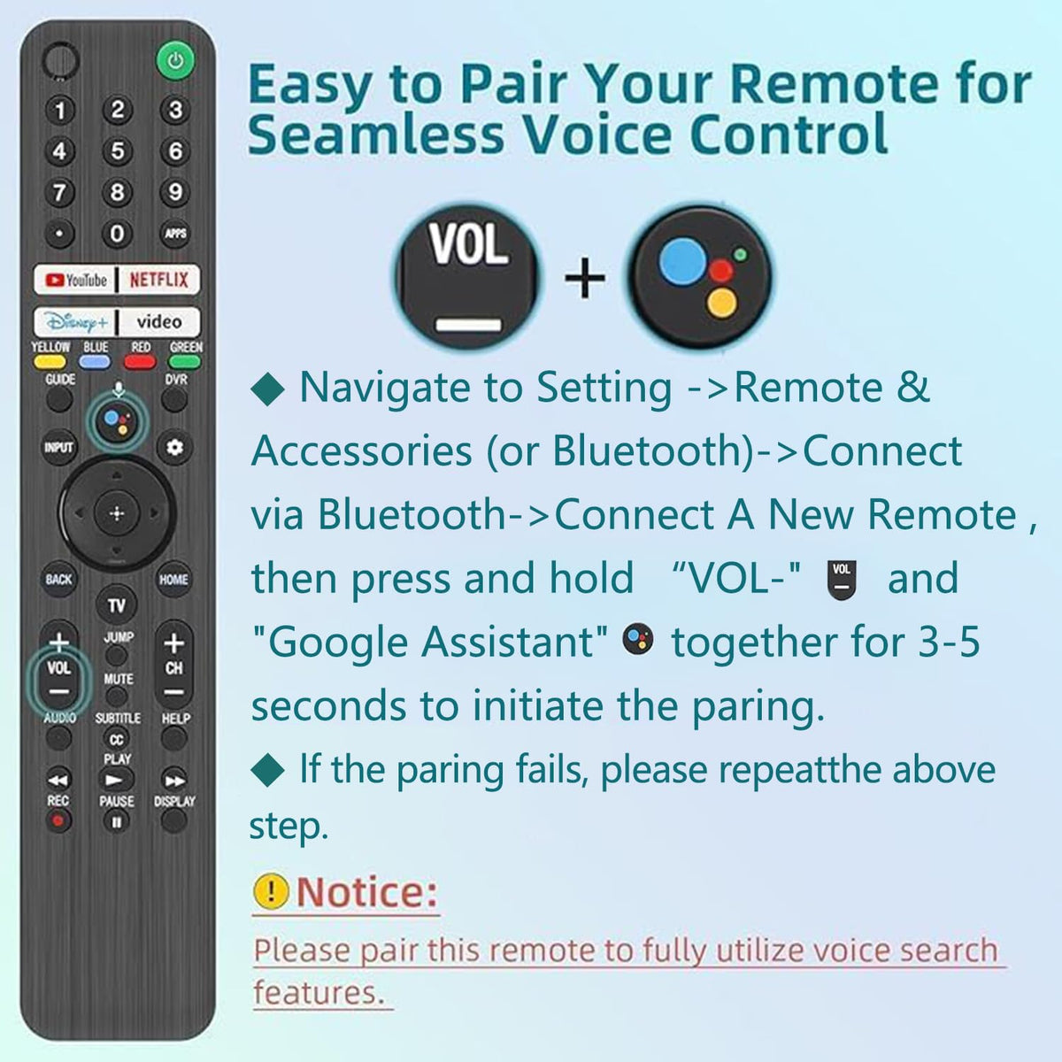 Rechargeable TV Remote for Samsung Smart TVs. Replacement Voice Remote.