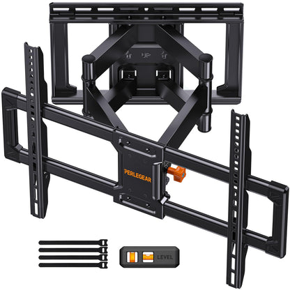 Perlegear Full Motion TV Wall Mount with Power Strip for 60–120 Inch TVs