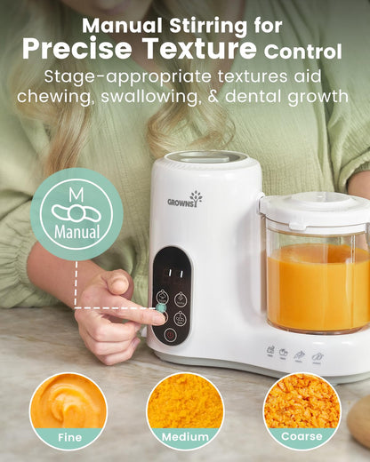 Grownsy Baby Food Maker, Steamer & Blender Baby Food Processor, Dark Grey
