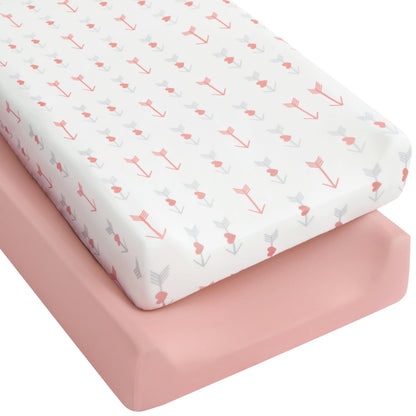 Yoofoss 2-Pack Baby Crib Sheets for Boys Girls 52x28 (Green+Leaf)