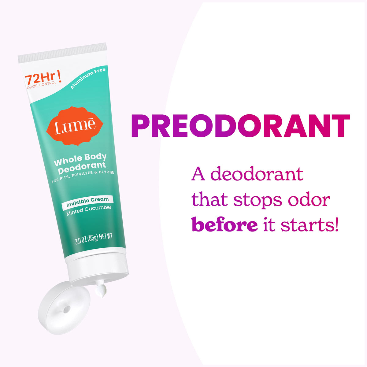 Lume Whole Body Deodorant - Cream Tube - 3 oz, 2 pk (Soft Powder)