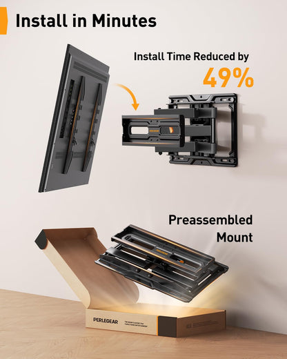 Perlegear Full Motion TV Wall Mount with Power Strip for 60–120 Inch TVs