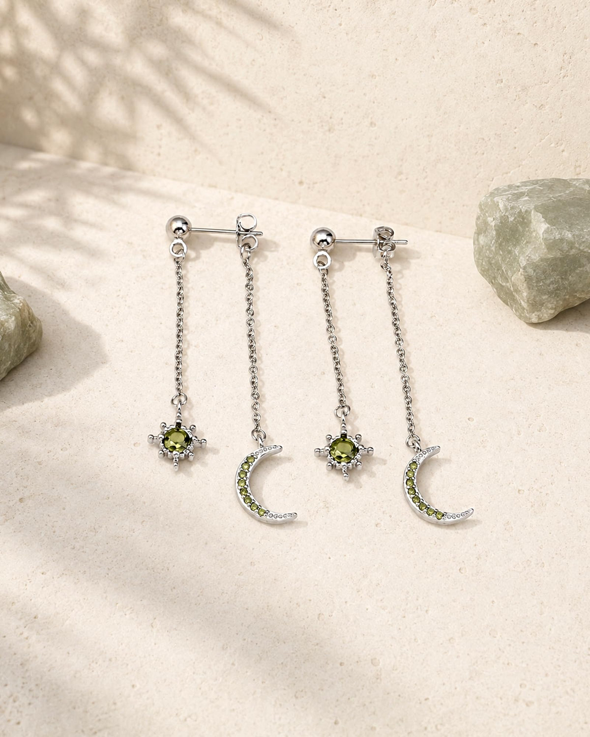 Moon and Star Dangle Earrings