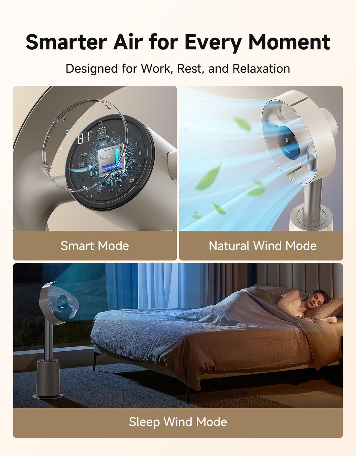 dreame Bladeless Tower Fan MF10 for Bedroom with 270° Spatial Airflow