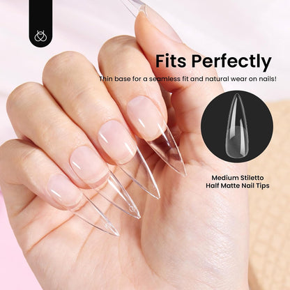 Beetles Soft Gel Nail Kit Almond Short 288pcs 12 Sizes Nail Tips with Glue