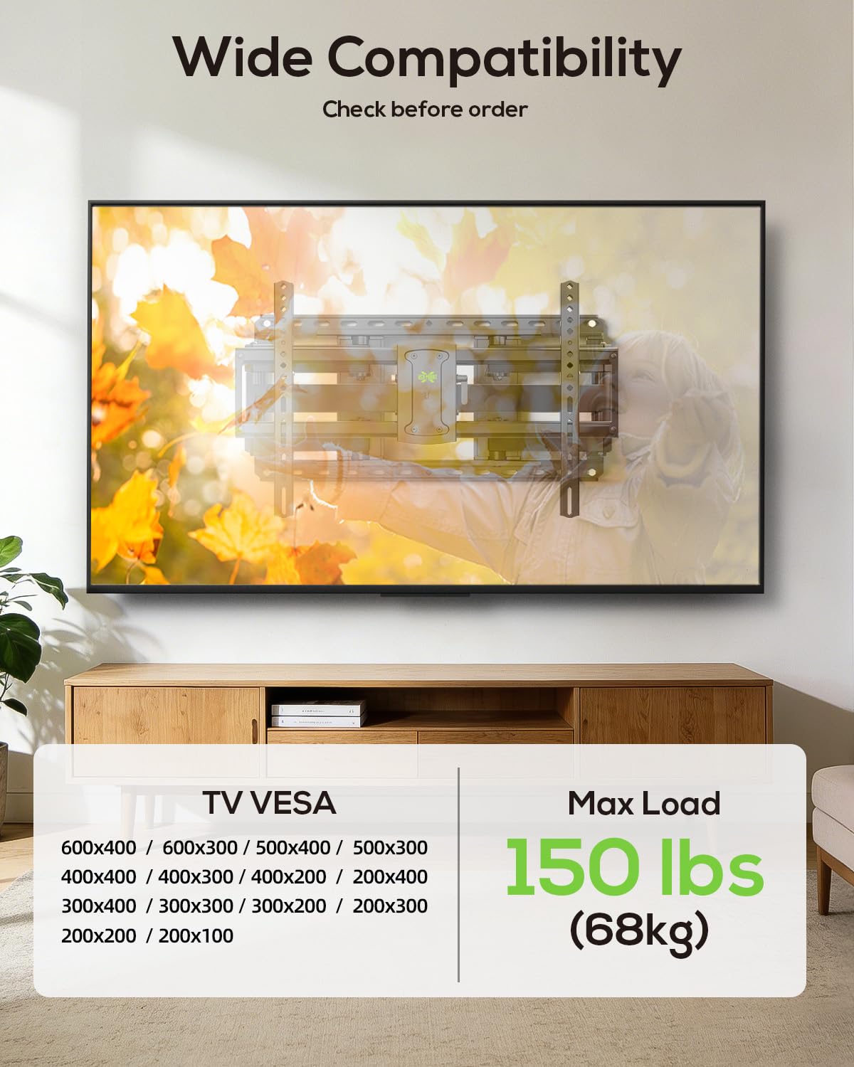USX Mount Full Motion TV Wall Mount for 42-90 inch TV Holds up to 132lbs