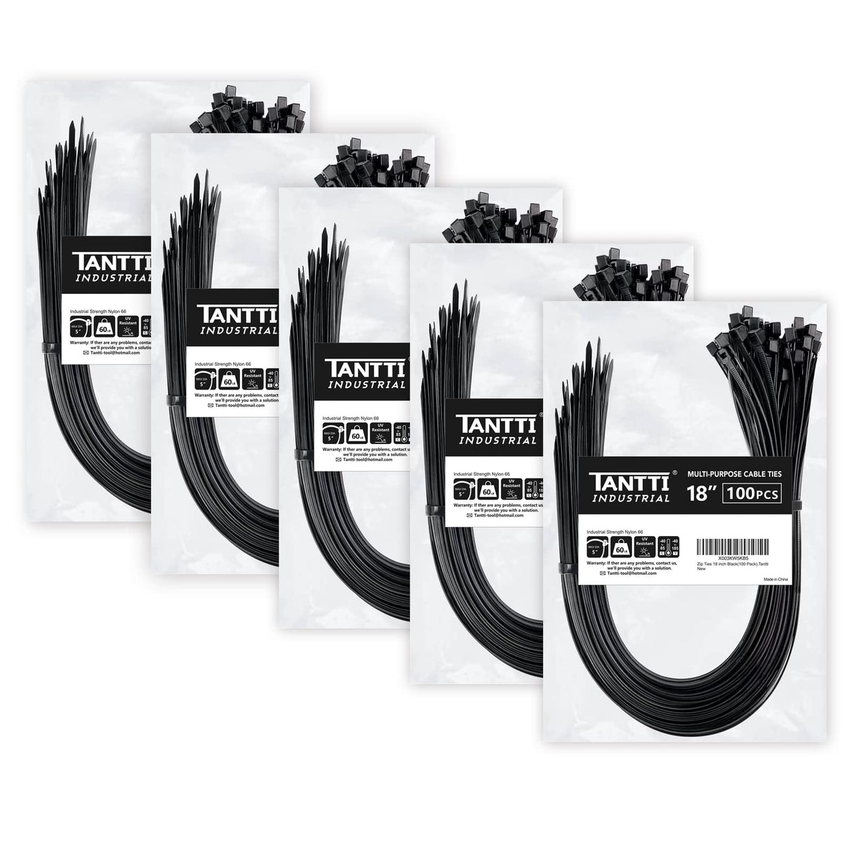 Zip Ties 4 inch (200 Pack), Small Zip Ties with 18 lb Tensile Strength, Black, by Tantti Supply