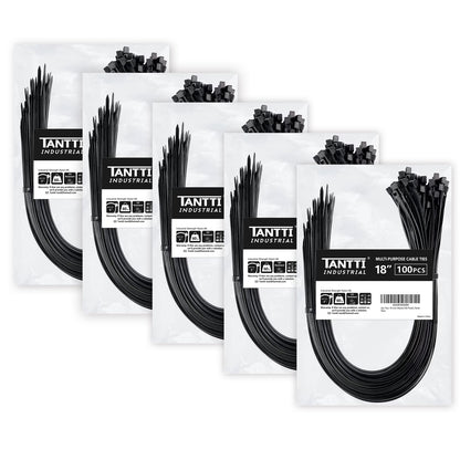 Zip Ties 4 inch (200 Pack), Small Zip Ties with 18 lb Tensile Strength, Black, by Tantti Supply
