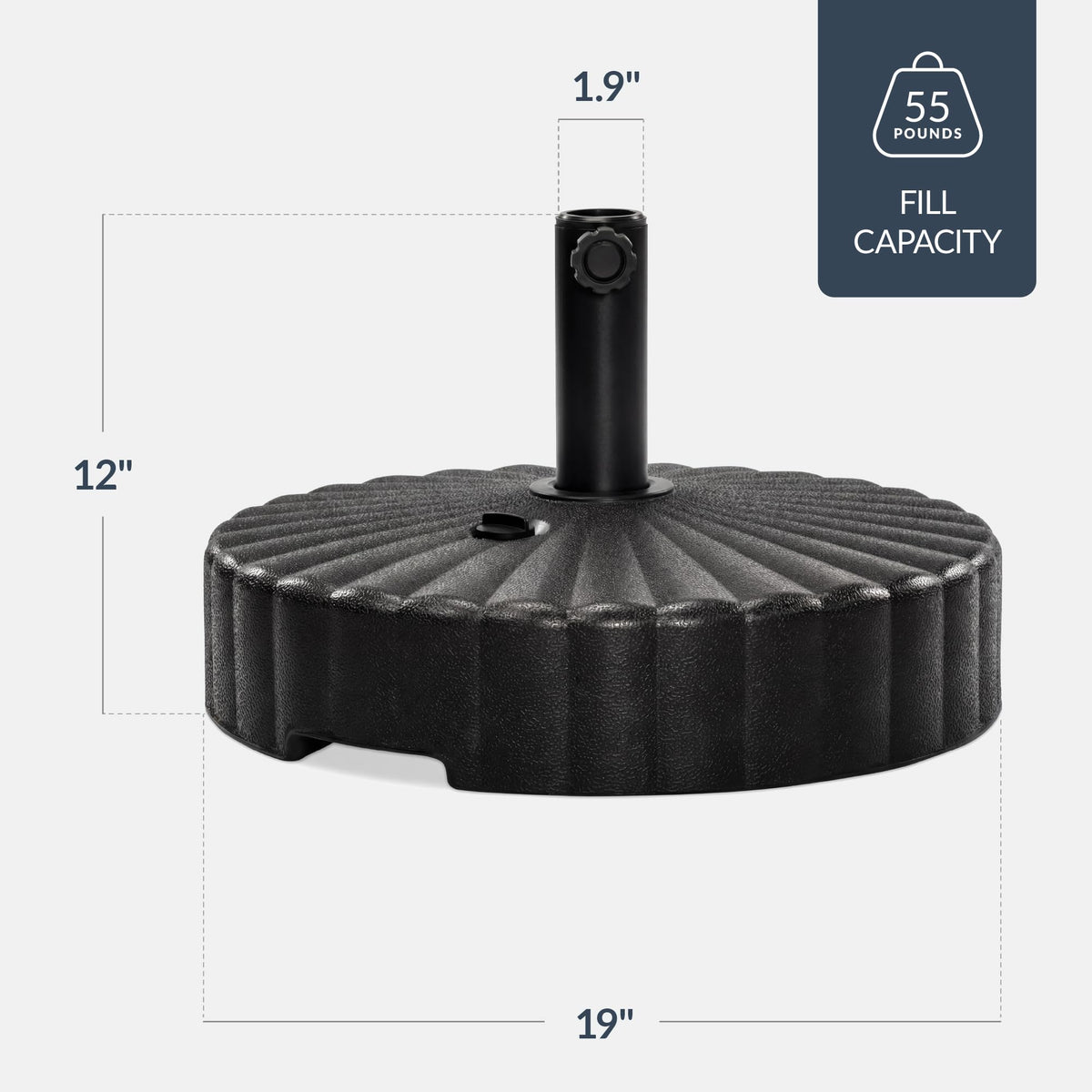 Best Choice Products Fillable Umbrella Base Stand Round Sunburst Plastic Patio Umbrella Base Stand, Pole Holder for Outdoor, Lawn w/ 55lbs Weight Capacity, Adjustment Knob