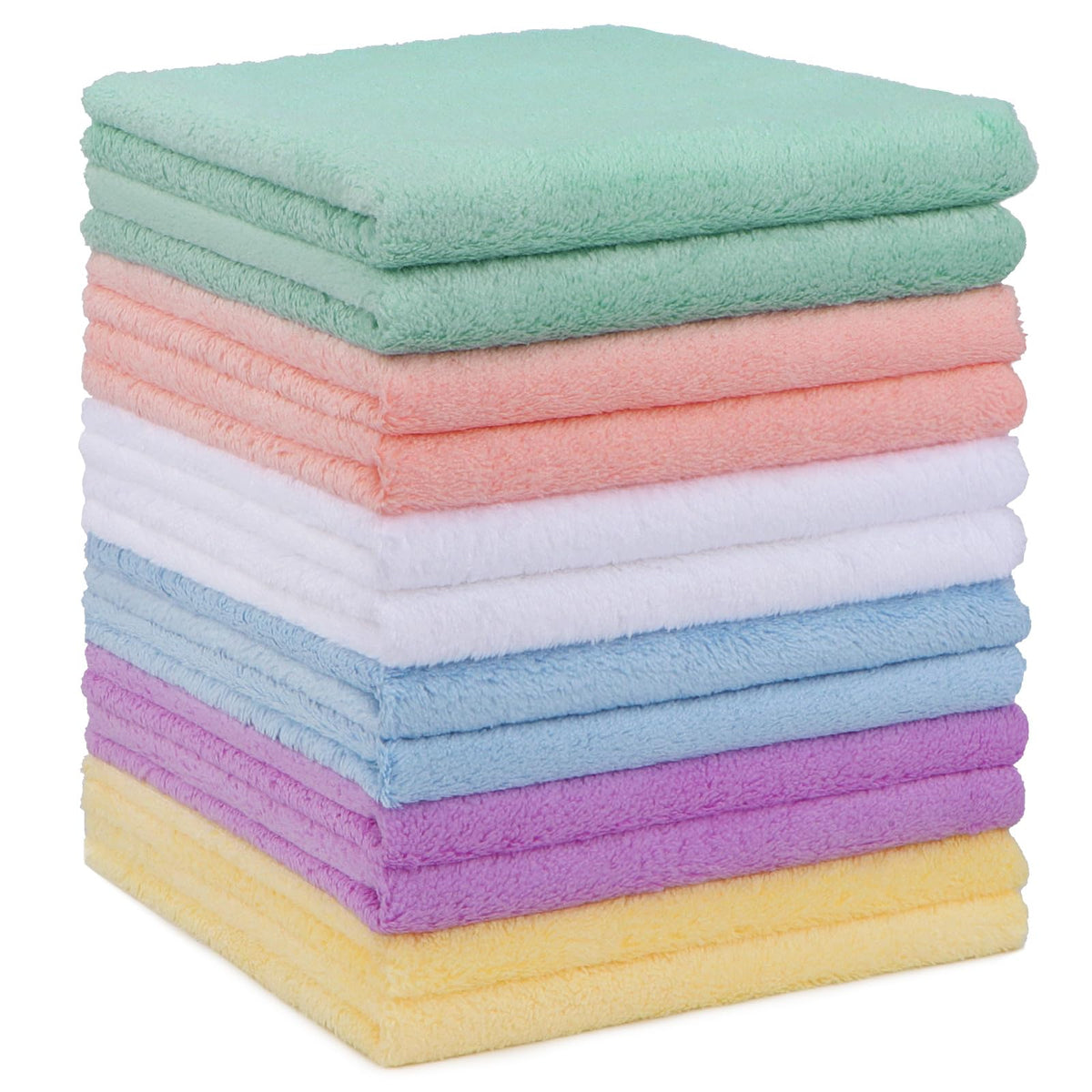 HOMEXCEL Baby Washcloths 24 Pack Microfiber Coral Fleece Soft Wash Cloths