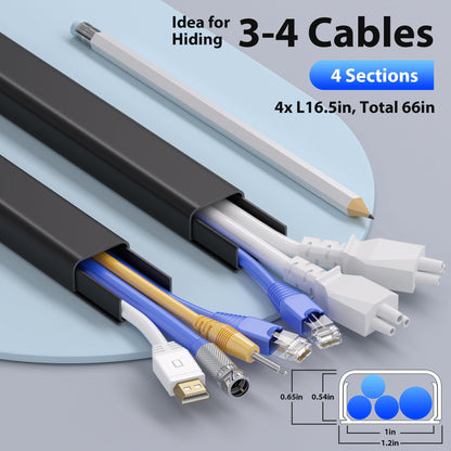 ZhiYo 85" Cord Cover for 1 Wire, Mini White Cord Hider Wall, 0.5"W x 0.3"H