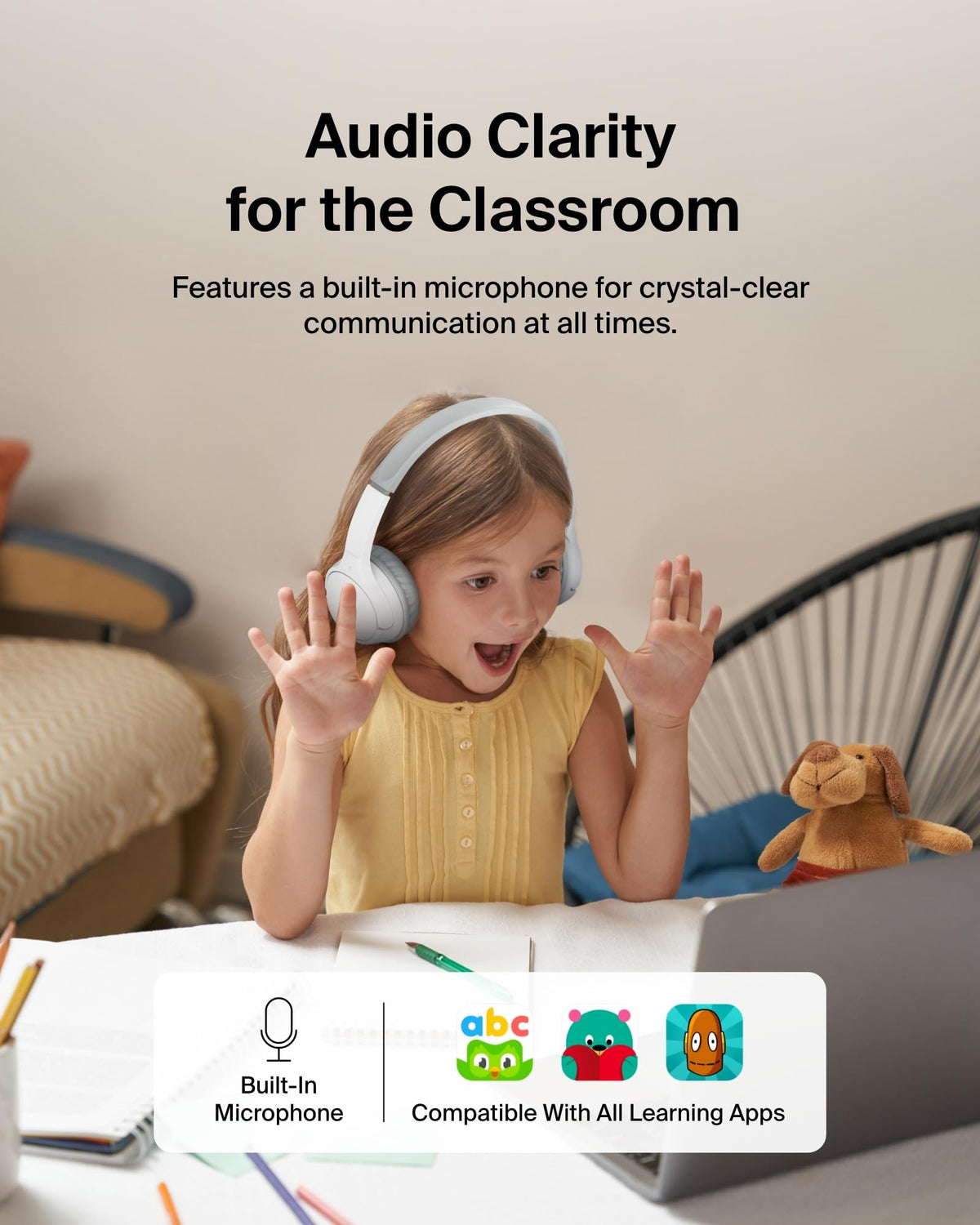 Belkin SoundForm Mini Kids Headphones, Wireless&Wired, 30H Playime, School