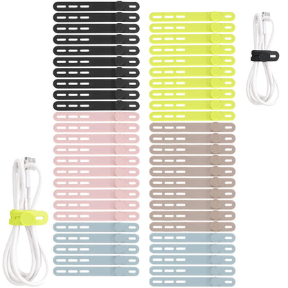 25 Pcs Silicone Cable Ties, Cable Ties Reusable, High Elasticity Cord Wraps for Electrical Cords, Cord Organizer for Earphone, Phone Charger(White)