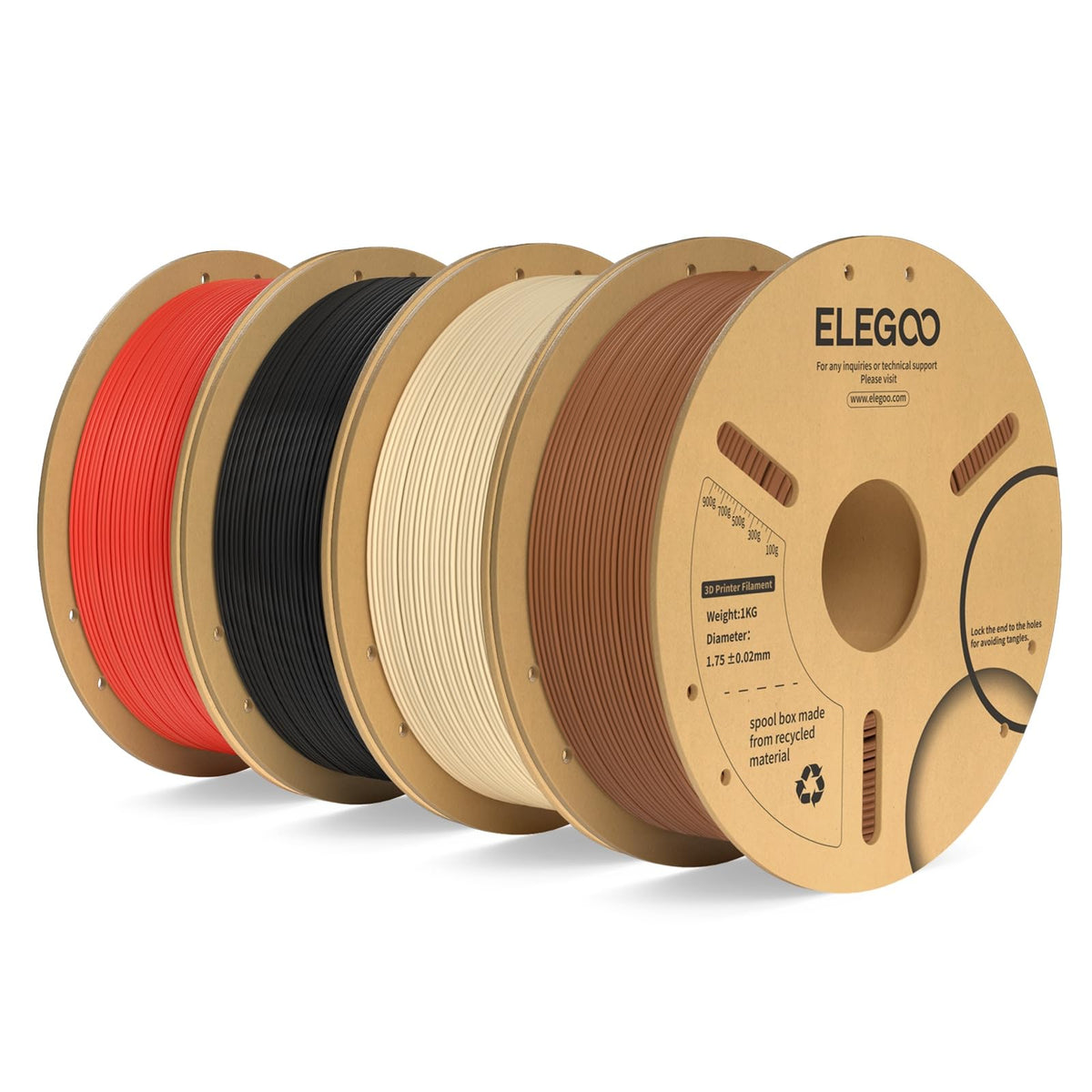 ELEGOO PLA Plus 3D Printer Filament 1.75mm White 2KG, Tougher & Stronger