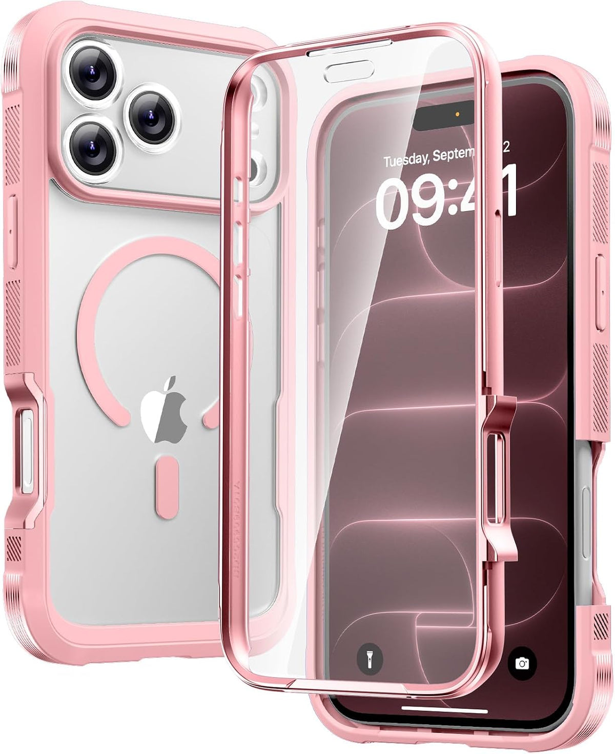 Diaclara Designed for iPhone 15 Plus Case 6.7 Inch, Full-Body Clear Bumper Cases w/Built-in Screen Protector, 360 Protective Rugged Case + Glass Camera Lens Protector,Mint Green