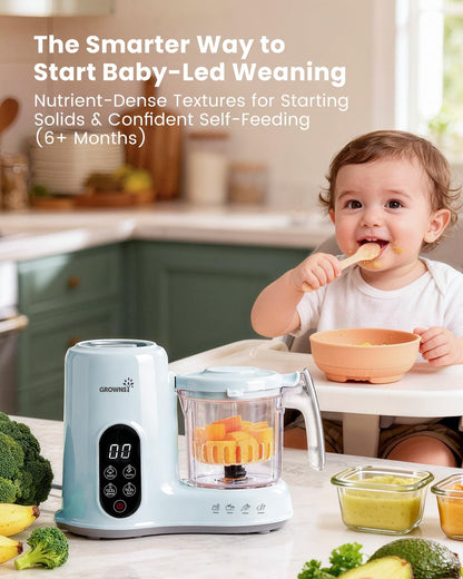 Grownsy Baby Food Maker, Steamer & Blender Baby Food Processor, Dark Grey