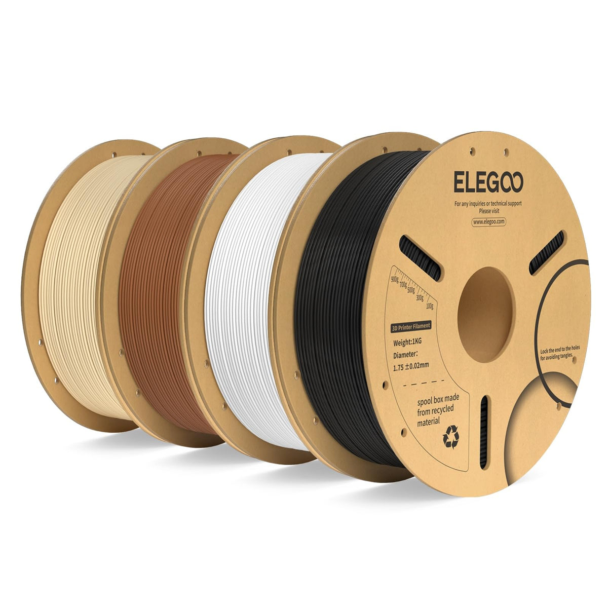 ELEGOO PLA Plus 3D Printer Filament 1.75mm White 2KG, Tougher & Stronger