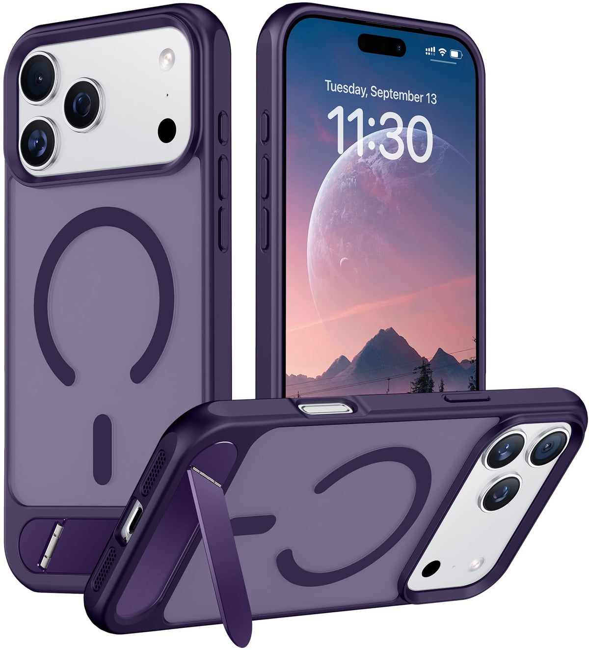 Temdan Magnetic Compatible with iPhone 16 Pro Max Case, [Built-in Invisible Kickstand][Compatible with MagSafe] [Military Grade Shockproof] Slim Translucent Matte Phone Case for iPhone 16 Pro Max 6.9"
