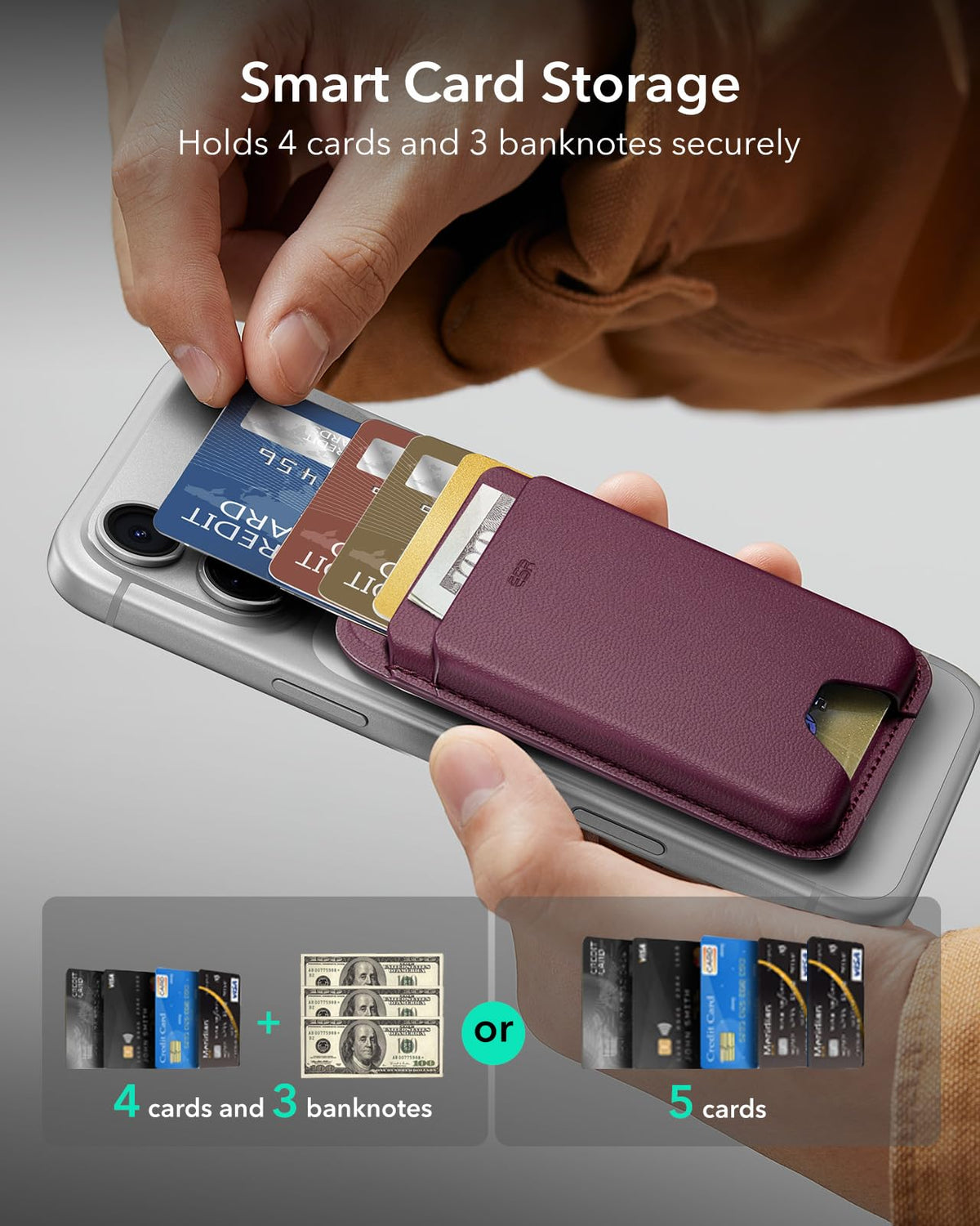 ESR for MagSafe Wallet, 5 Card Holder for Phone Case, RFID Blocking