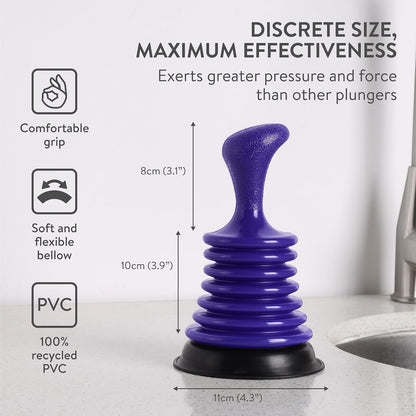 Luigi's Mini Sink Plunger for Unblocking Drains in Bathroom Kitchen Sink Bath and Shower - Small Powerful Commercial Style Plumbers Plunger - Bellow Plunger Sink Unblocker