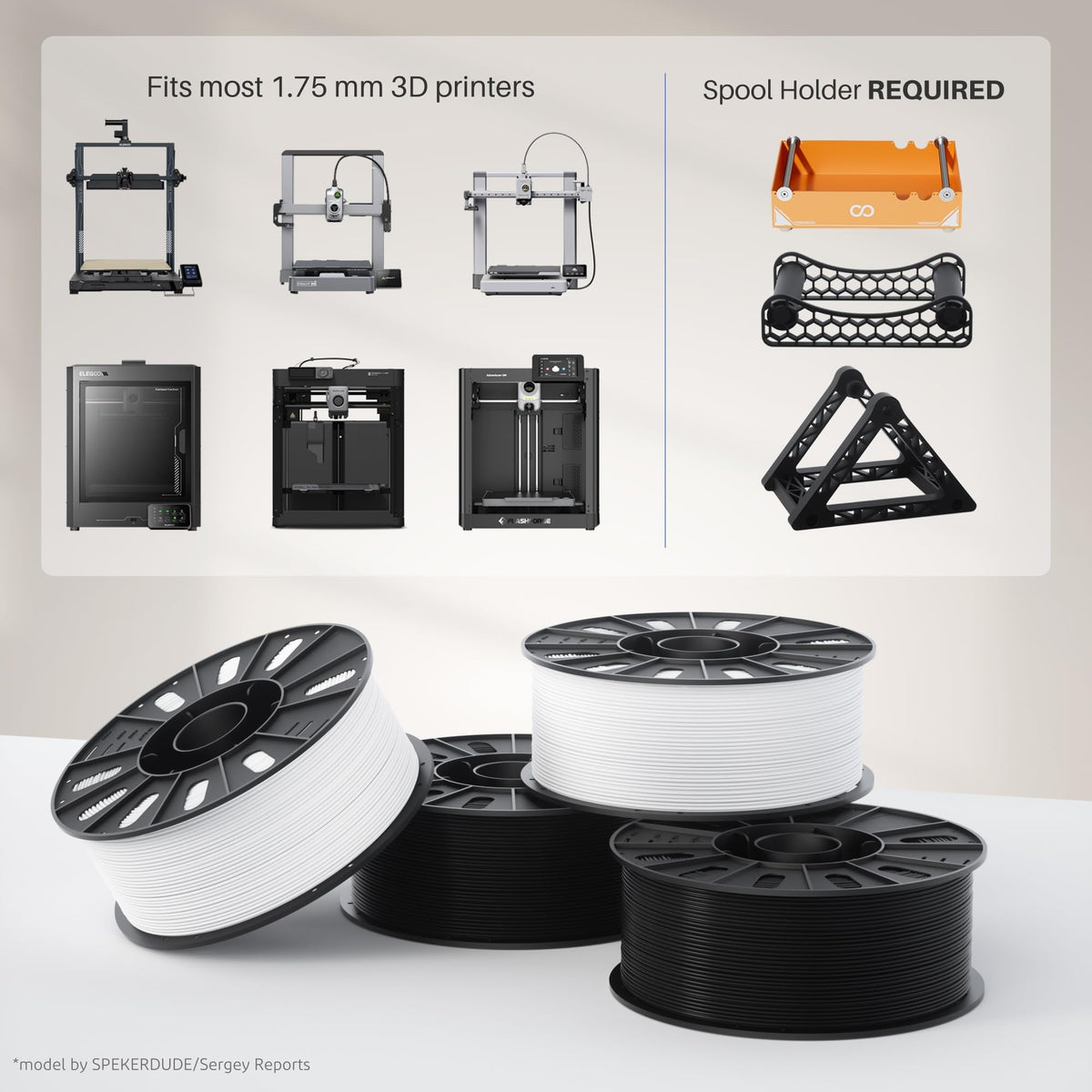 ELEGOO Rapid PETG 3D Printer Filament 1.75mm Black 1KG