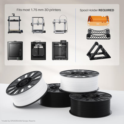 ELEGOO Rapid PETG 3D Printer Filament 1.75mm Black 1KG