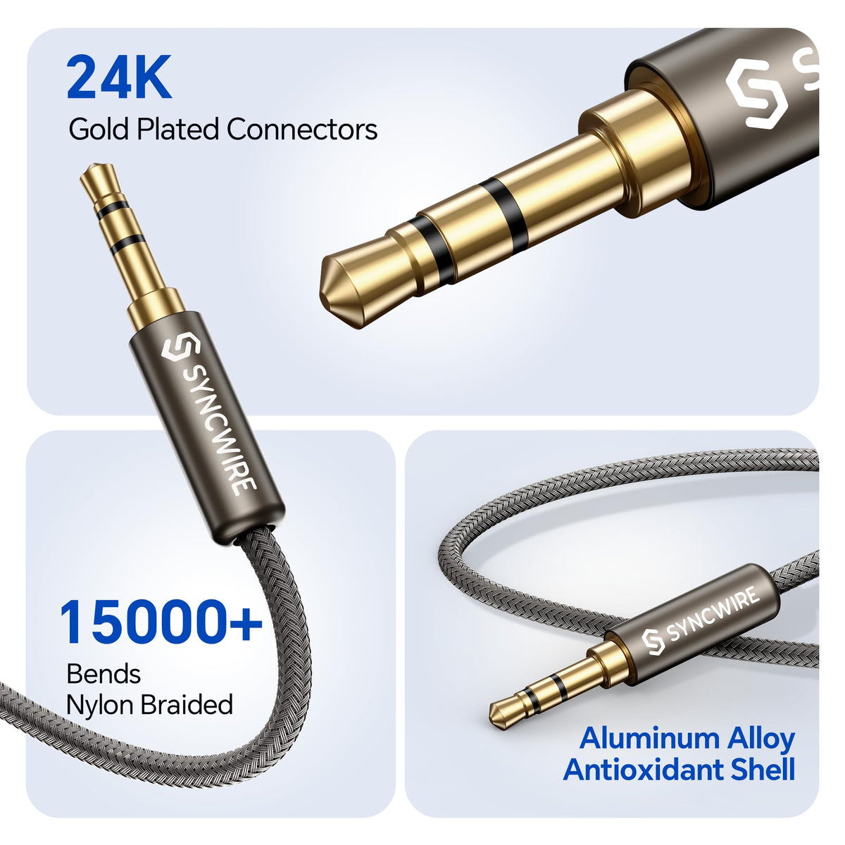 SYNCWIRE Headphone Splitter, 3.5mm Male to 2 Female Y Cable, Gold