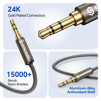 SYNCWIRE Headphone Splitter, 3.5mm Male to 2 Female Y Cable, Gold