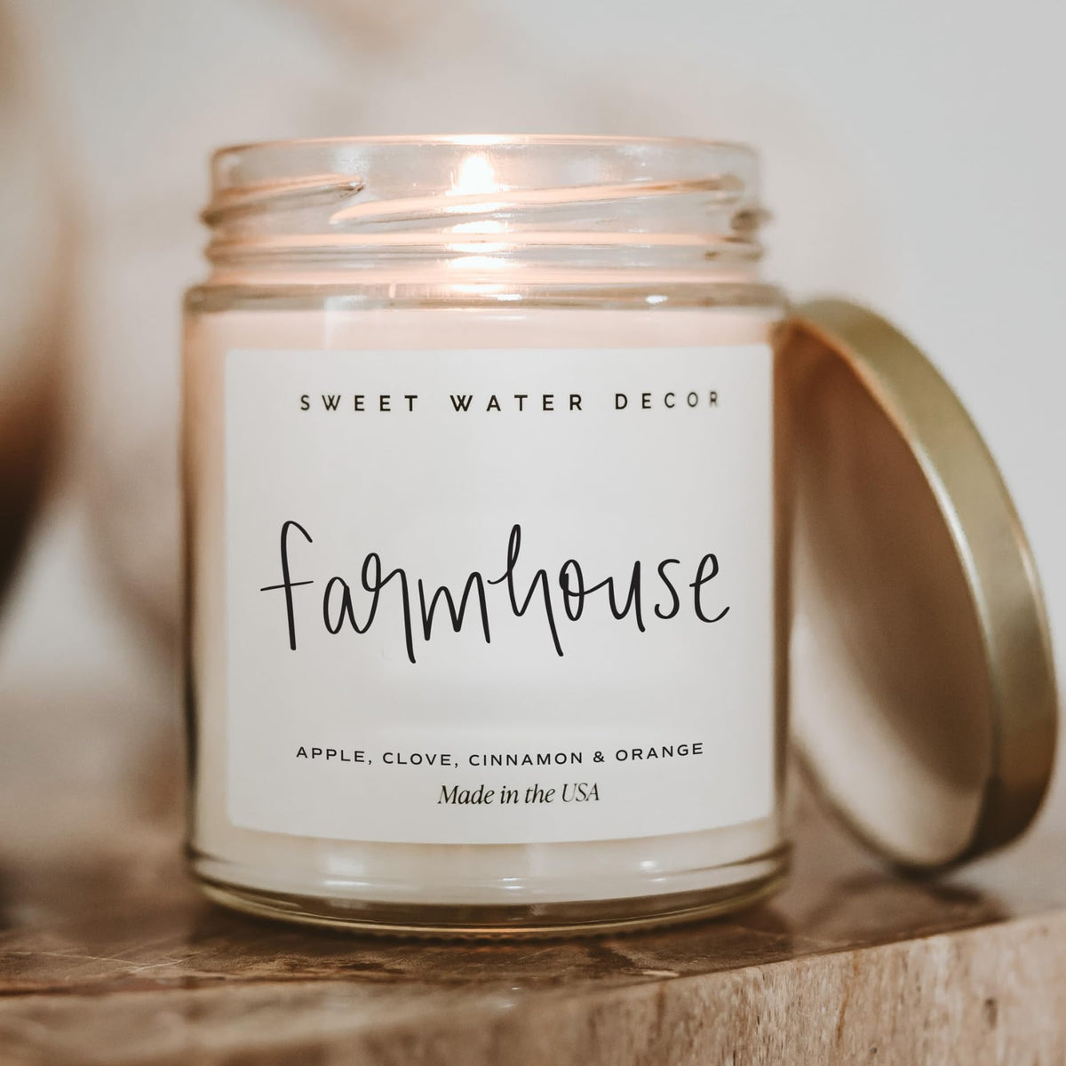 Sweet Water Decor Cinnamon Roll Candle, 9oz Clear Jar, Fall Scent