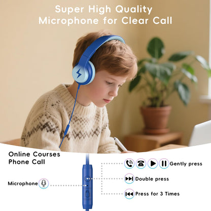 Candy Bila Wired Kids Headphones for School, Over-Ear for Boys Girls