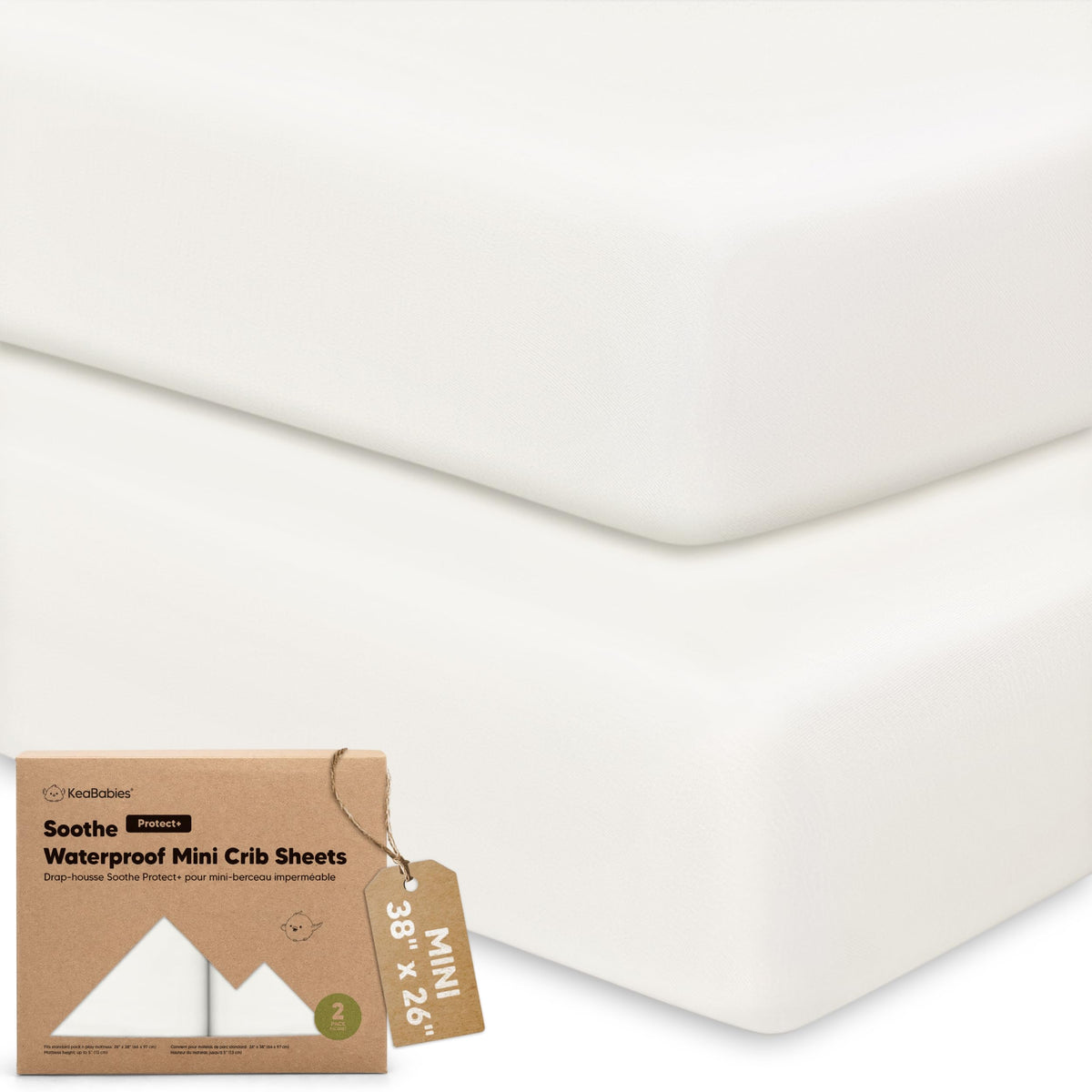2pk Mini Crib Sheets Fitted 38x26 Pack N Play Mattress Sheet (Bumble Bear)