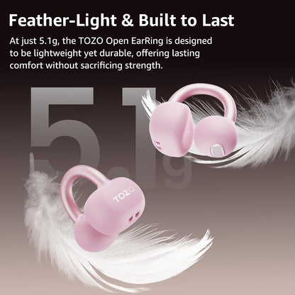 TOZO OpenEarRing Open Ear Earbuds 40H Bluetooth 5.4 Lightweight Comfort