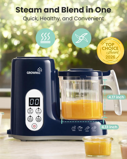 Grownsy Baby Food Maker, Steamer & Blender Baby Food Processor, Dark Grey
