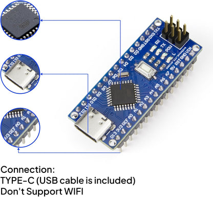 ELEGOO Presoldered Nano Board USB-C with Cable Compatible with Arduino 3PC