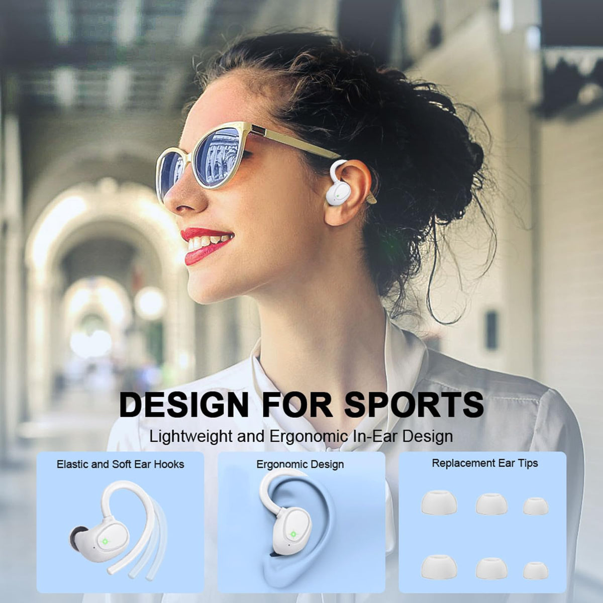 Wireless Earbuds Sports, 75Hrs Bluetooth 5.4 Headphones, Bass Hi-Fi Stereo