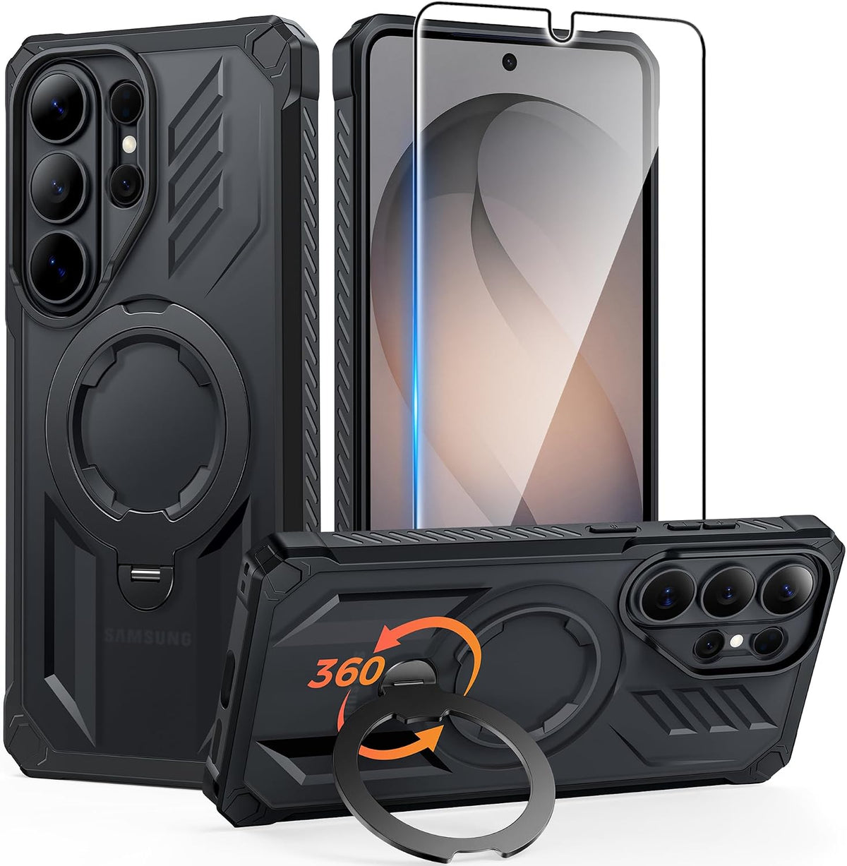 FNTCASE for iPhone 17 Case with 360 Spin Magnetic Stand