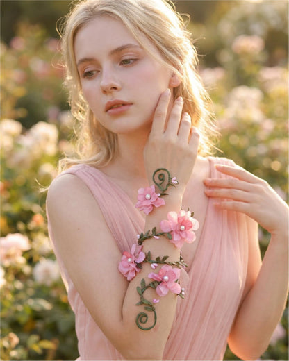 FRESHME Renaissance Fairy Floral Arm Wrap - 1 PC Elf Bracelet Forest Mother Nature Costume Renfaire Cosplay Fairy Accessories