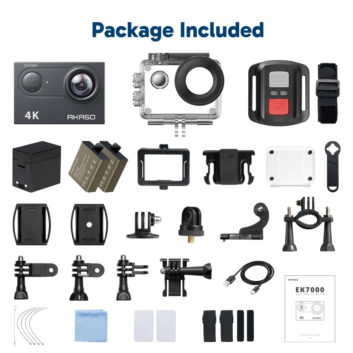AKASO EK7000 4K30FPS 20MP WiFi Action Camera with EIS Ultra HD 131FT Waterproof Underwater Camera Remote Control 4X Zoom Support External Microphone