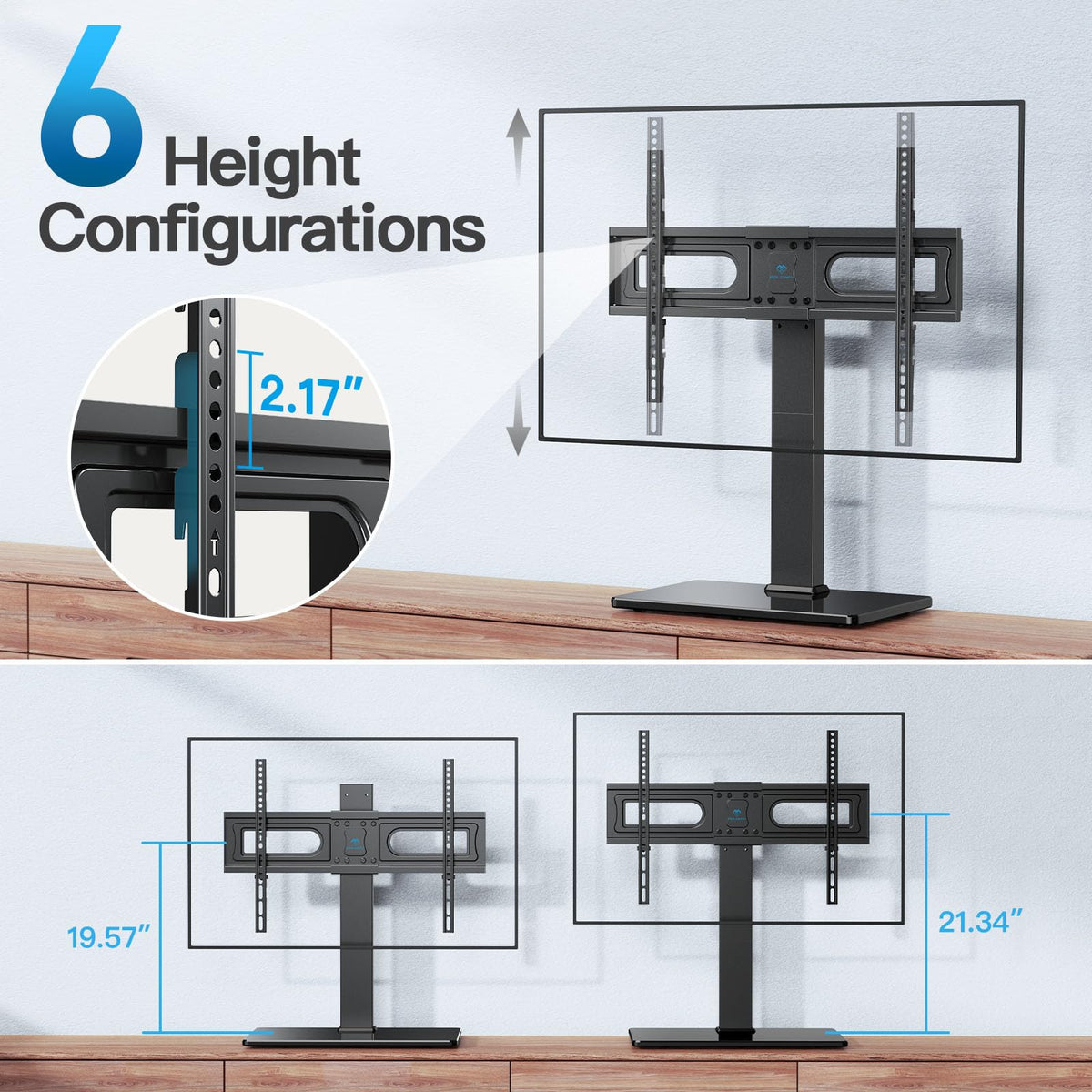 PERLESMITH Universal Swivel TV Stand for 32-75 inch TVs to 99lbs with Legs