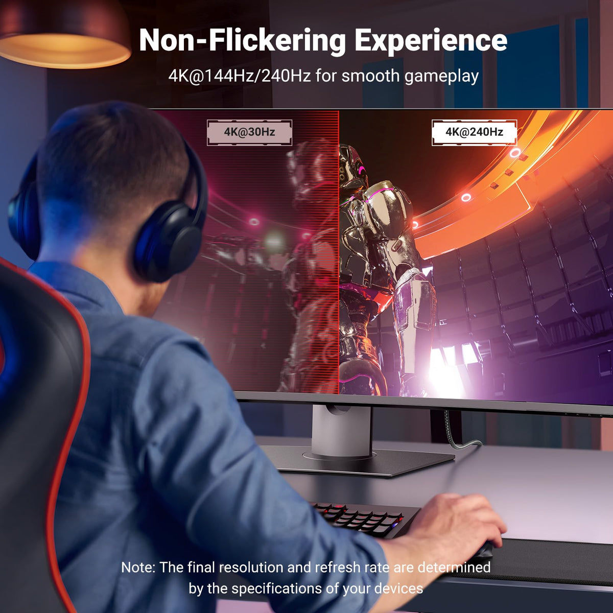 UGREEN Unidirectional USB C to DisplayPort 1.4 Cable 8K@60Hz 4K@240Hz 6.6FT