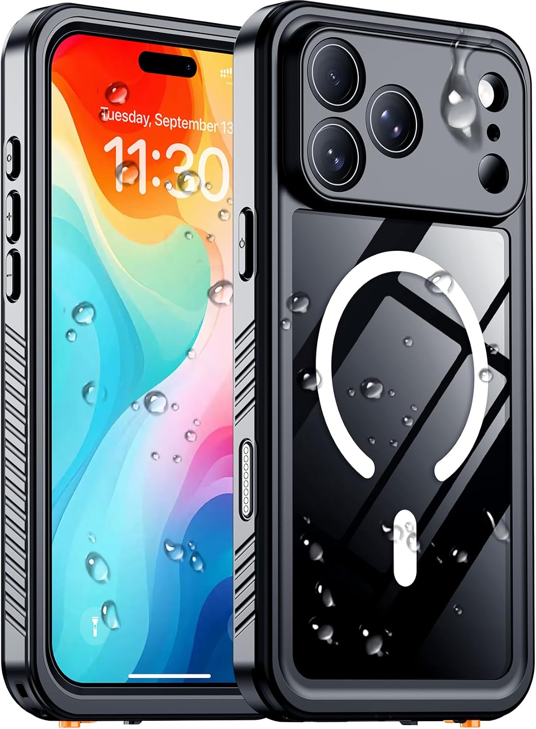 Temdan Compatible with iPhone 17 Pro Case,Waterproof Built-in Screen & Camera Protector IP68 Underwater Full Body 17FT Military Dropproof Shockproof Phone Case 6.3"-Blue/Clear
