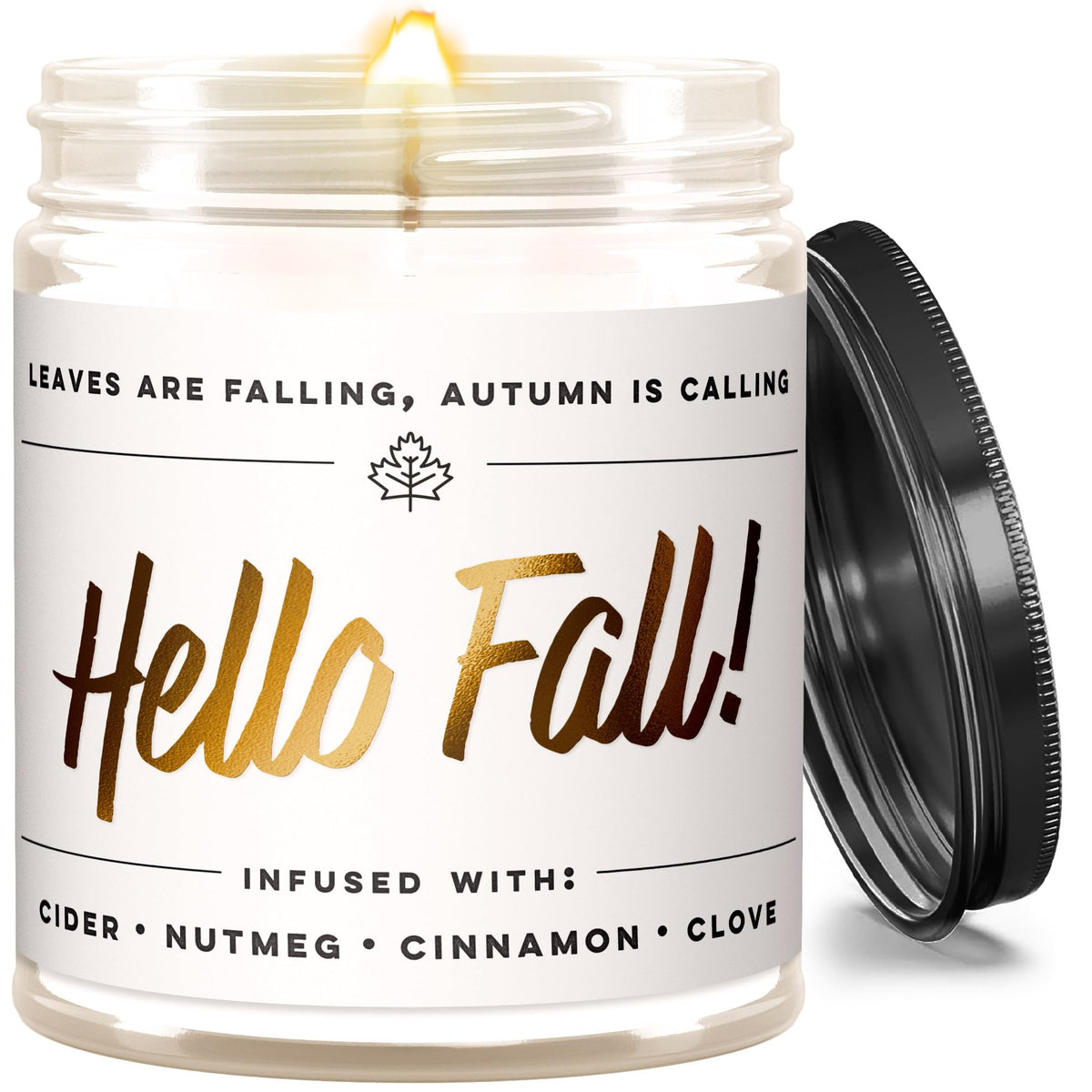 Wax & Wit Fall Candles for Home Scented – Apple, Cinnamon, Clove, Orange – Perfect Home Décor Gifts for Autumn, Holiday, Christmas, Winter - 9oz, Soy Wax, 50 Hour Burn
