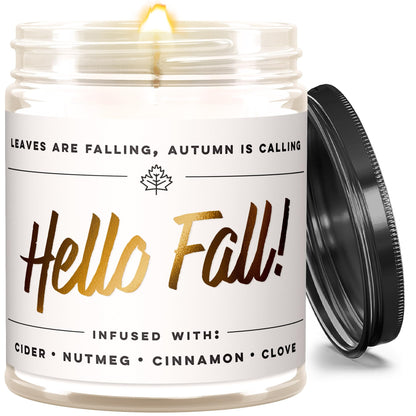 Wax & Wit Fall Candles for Home Scented – Apple, Cinnamon, Clove, Orange – Perfect Home Décor Gifts for Autumn, Holiday, Christmas, Winter - 9oz, Soy Wax, 50 Hour Burn