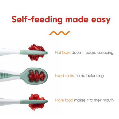 NumNum Baby Spoons Self Feeding 6 Months, 2-Pack Blue/Orange