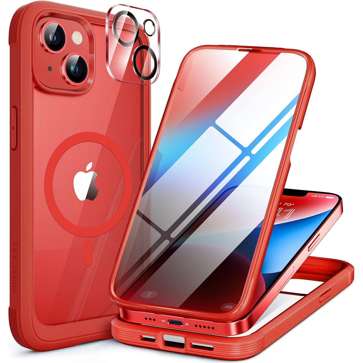 Miracase for iPhone 17e Case & iPhone 16e Case, Full-Body Phone with Built-in Glass Screen Protector, [Magnetic with MagSafe] Military Drop Proof 17 E/ 16 E Cover Bumper 6.1 inch, Black