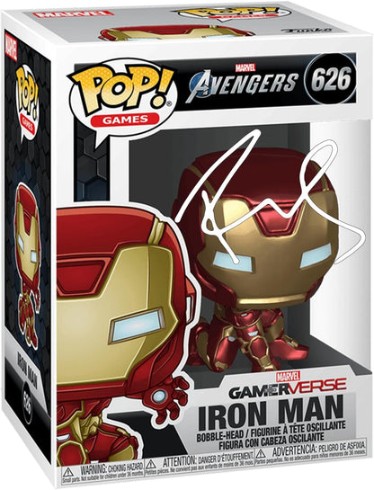 Robert Downey Jr. Iron Man #626 Stark Tech Suit Facsimile Signed Reprint Laser Autographed Funko POP! Marvel Avengers Movies Figurine with Protector Case