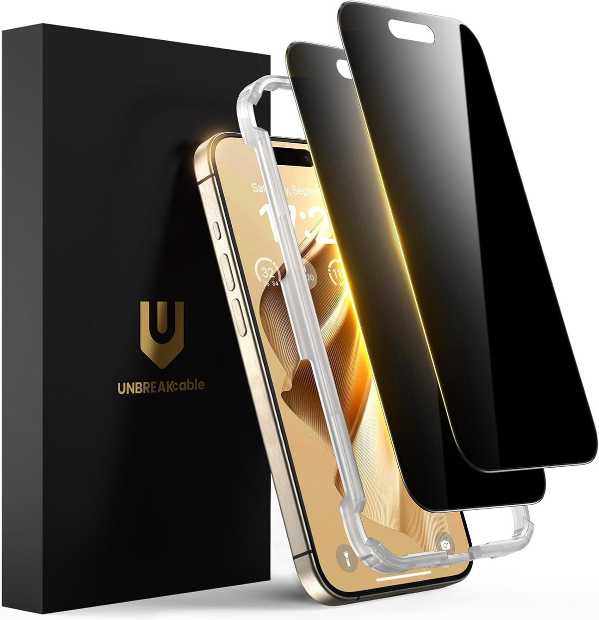 UNBREAKcable Privacy Screen Protector for iPhone 15, Full Coverage