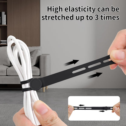 25 Pcs Silicone Cable Ties, Cable Ties Reusable, High Elasticity Cord Wraps for Electrical Cords, Cord Organizer for Earphone, Phone Charger(White)