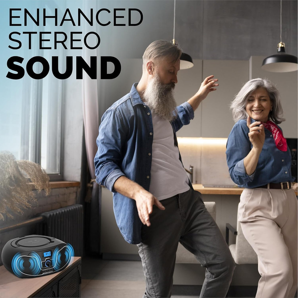 Philips CD Player Boombox, Dynamic Bass Boost with Bluetooth, FM Radio, USB Playback & AUX Input, Portable Top-Loading Boombox, Clear Stereo, RW/MP3 Compatible (Black)