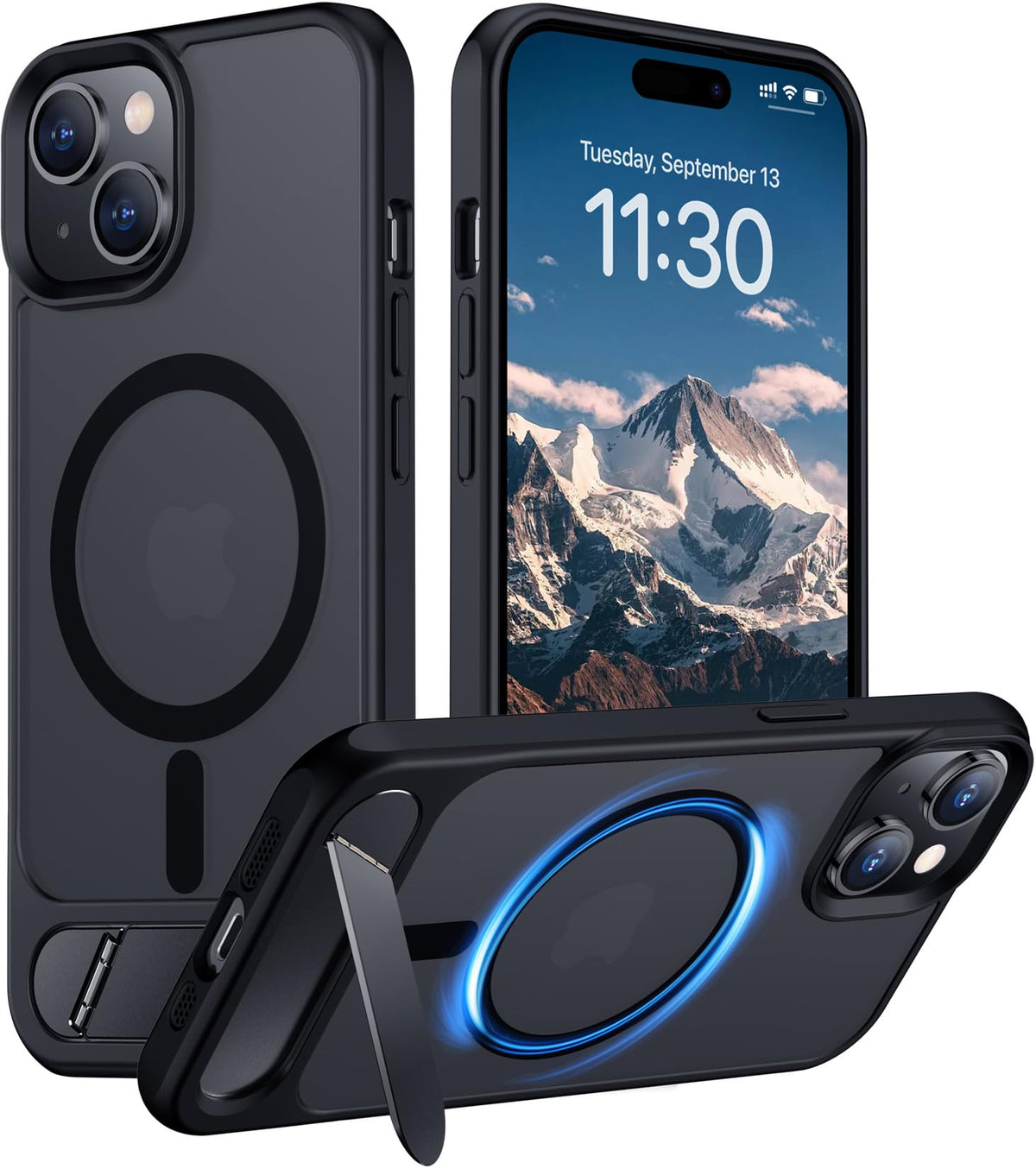 Temdan Magnetic Compatible with iPhone 16 Pro Max Case, [Built-in Invisible Kickstand][Compatible with MagSafe] [Military Grade Shockproof] Slim Translucent Matte Phone Case for iPhone 16 Pro Max 6.9"